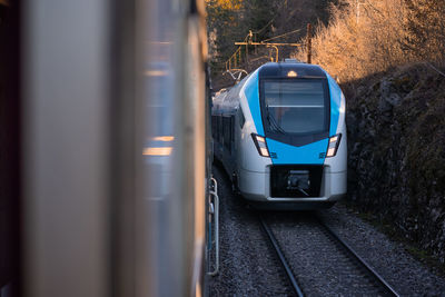 Train on railroad station