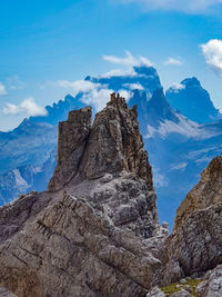 Scenic view of rocky mountains against sky