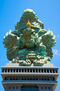 Low angle view of statue against clear sky