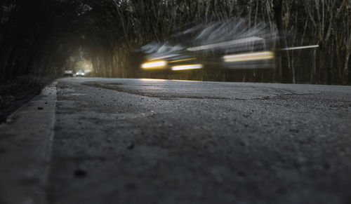 Surface level of road in rain