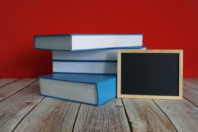 Close-up of books on table