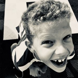 Close-up portrait of smiling boy