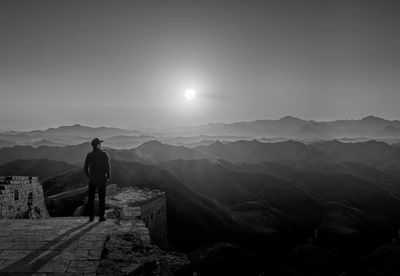 Scenic view of mountains against sky during sunset