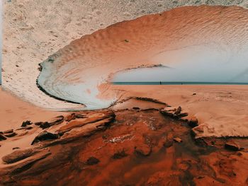 Aerial view of sand dune on beach