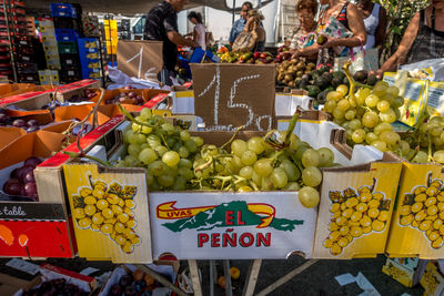 Various fruits for sale at market stall