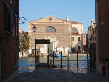 View of buildings against clear sky