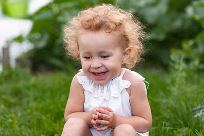 Portrait of cute girl smiling