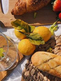 High angle view of fruits on table