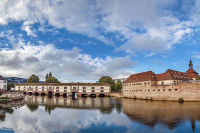 The barrage vauban, or vauban dam on the river ill in the city of strasbourg in france