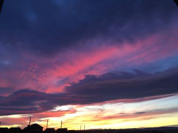 Low angle view of dramatic sky during sunset