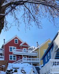 Buildings against sky during winter