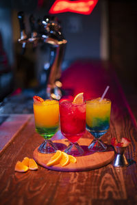 Close-up of drinks on table