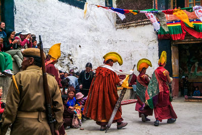 Group of people in traditional temple