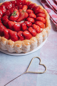 Close-up of strawberry cake