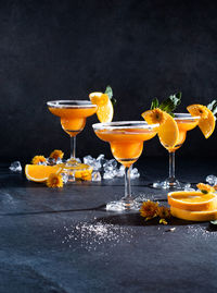 Close-up of wineglass on table