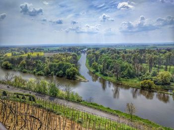 Scenic view of sea against cloudy sky