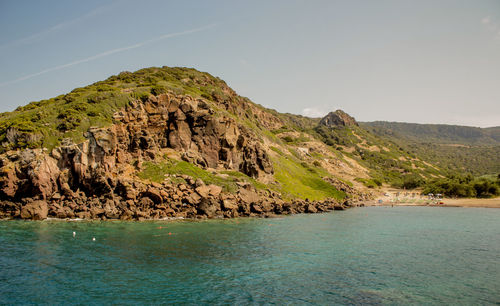 Scenic view of sea against clear sky