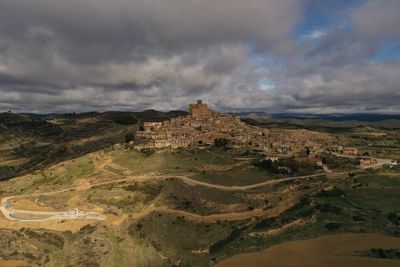 Small town in navarra, ujue seen from the air