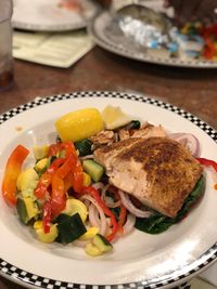 High angle view of meal served in plate