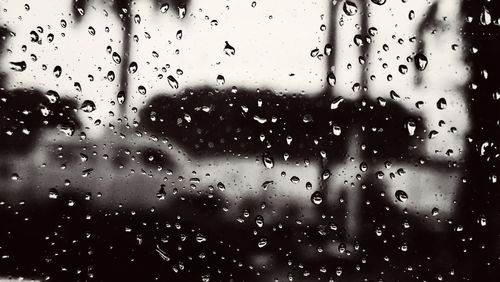 Full frame shot of raindrops on glass window