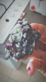 Close-up of cropped hand holding food