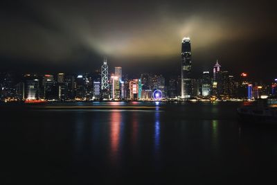 City lit up at night