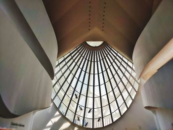 Low angle view of skylight in building