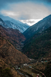 Scenic view of mountains against sky