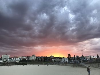 Scenic view of dramatic sky during sunset