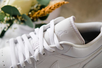 Close-up of white shoes