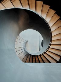 Directly above shot of spiral staircase in building