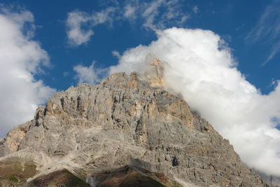 Low angle view of rock formations against sky