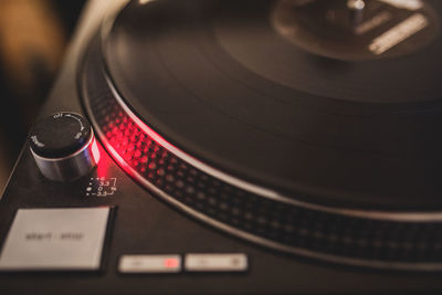 Close-up of record player needle