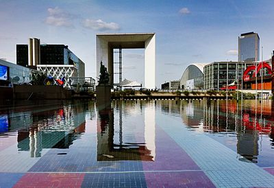 Reflection of buildings in water
