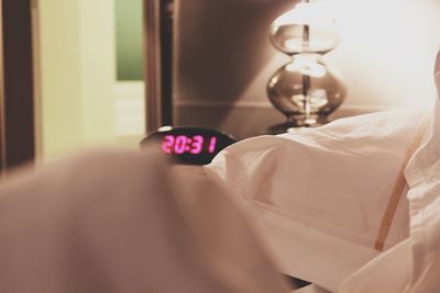 Close-up of bed