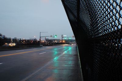 Illuminated road at night