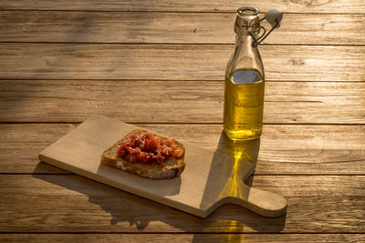 High angle view of food on table