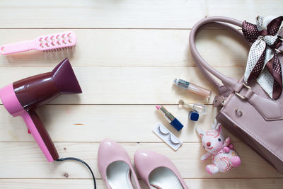 High angle view of shoes on table