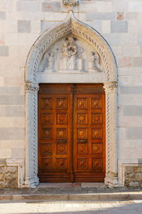 Closed door of old building