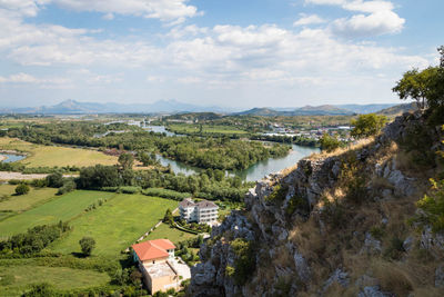 High angle view of landscape against sky