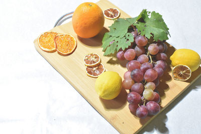 High angle view of fruits on table