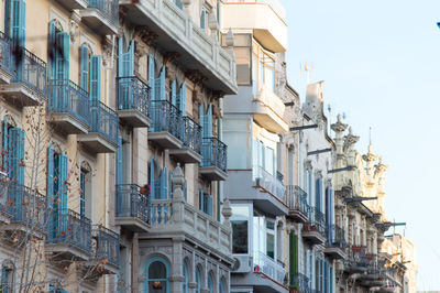 Low angle view of residential buildings against sky