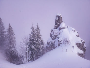 Scenic view of snow covered mountain against sky