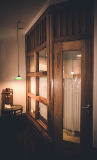 Closed door in illuminated building