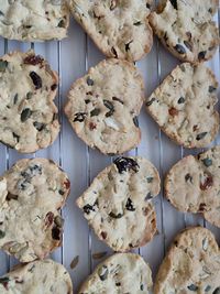 High angle view of cookies