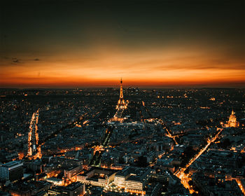 Aerial view of city at night