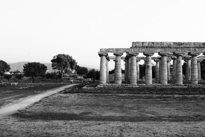 View of old ruins against clear sky