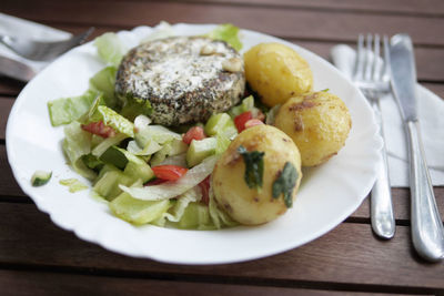 Close-up of meal served in plate