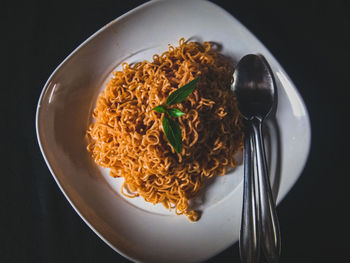 Directly above shot of breakfast served on table