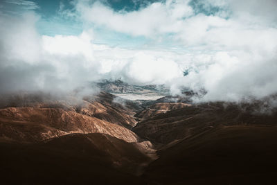 Aerial view of volcanic landscape